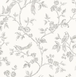 Online Brewster 2814-24977 Aaron White Bird Trail Wallpaper