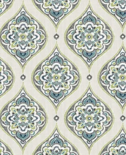 Outlet Brewster/ASP 2821-25148 Adele Green Damask Wallpaper