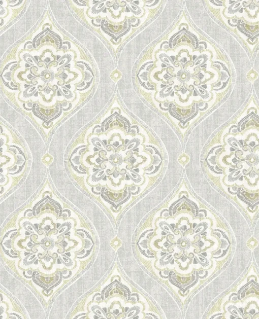 Online Brewster/ASP 2821-25149 Adele Light Grey Damask Wallpaper
