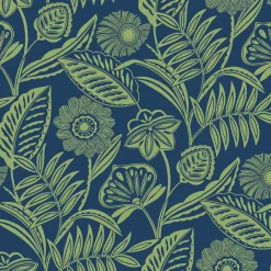 Sale Brewster/ASP 2969-87527 Alma Blue Tropical Floral Wallpaper