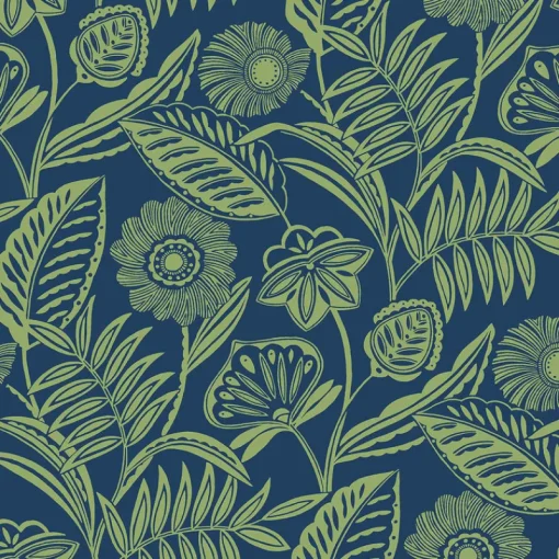 Sale Brewster/ASP 2969-87527 Alma Blue Tropical Floral Wallpaper