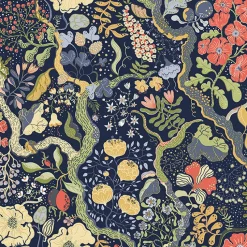 Discount Brewster/ASP 2932-65101 Ann Blue Floral Vines Wallpaper
