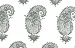 New Laura Kiran Antique Paisley Print Water White Fabric