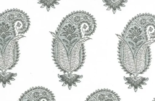 New Laura Kiran Antique Paisley Print Water White Fabric