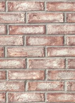 Discount Brewster 2921-50101 Appleton Maroon Faux Weathered Brick Wallpaper