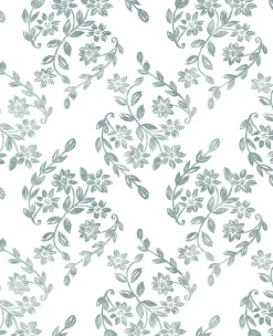 Fashion Brewster/ASP 2901-25431 Arabesque Teal Floral Trail Wallpaper
