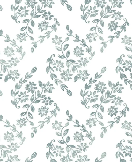 Fashion Brewster/ASP 2901-25431 Arabesque Teal Floral Trail Wallpaper