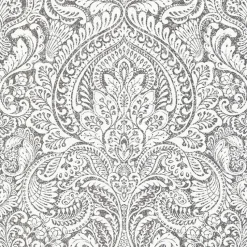 Hot Brewster/ASP 4019-86444 Artemis Platinum Floral Damask Wallpaper