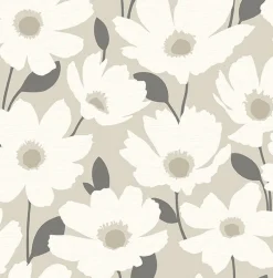 Best Brewster 2904-25675 Astera Beige Floral Wallpaper