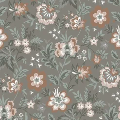 Outlet Brewster/ASP 2948-28002 Athena Grey Floral Wallpaper