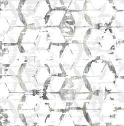 Clearance Brewster/ASP 2969-26043 Augustine Black Distressed Geometric Wallpaper
