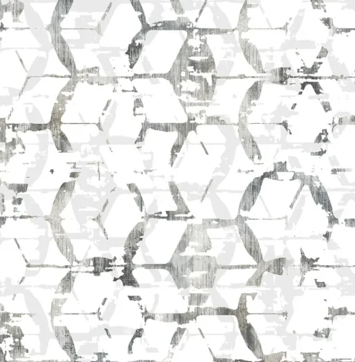 Clearance Brewster/ASP 2969-26043 Augustine Black Distressed Geometric Wallpaper