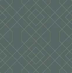 Fashion Brewster/ASP 2964-25911 Ballard Teal Geometric Wallpaper
