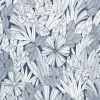 Outlet Brewster/ASP 4081-26342 Bannon Blue Leaves Wallpaper