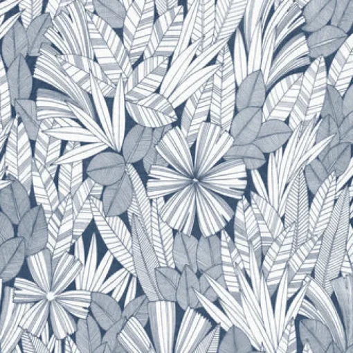 Outlet Brewster/ASP 4081-26342 Bannon Blue Leaves Wallpaper
