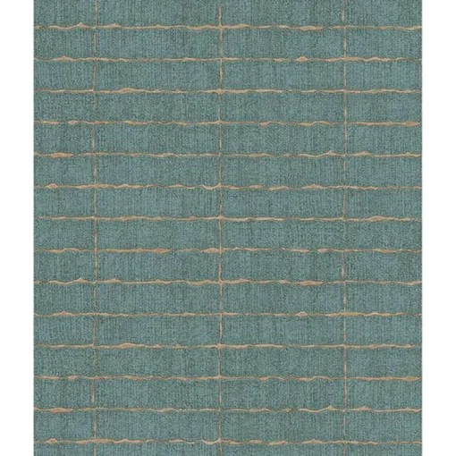 Outlet Brewster 376071 Batna Teal Brick Wallpaper