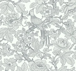 Hot Brewster/ASP 2927-80408 Beaufort Light Grey Peony Chinoiserie Wallpaper