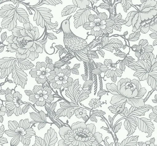 Hot Brewster/ASP 2927-80408 Beaufort Light Grey Peony Chinoiserie Wallpaper