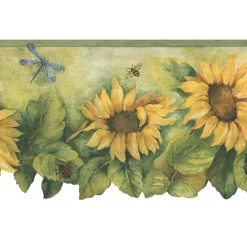 Online Stock/Patton BG71361DC Country Sunflower Insects Floral Wallpaper Border