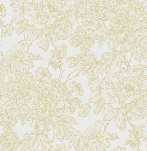 New Brewster/ASP 2901-25413 Birds of Paraside Breeze Mustard Floral Wallpaper