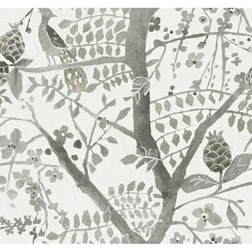 New York/AV BO6633 Gray Peacock Block Print Wallpaper