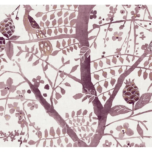 Outlet York/AV BO6631 Purple Peacock Block Print Wallpaper