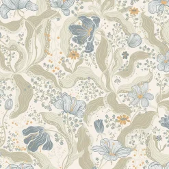 Fashion Brewster/ASP 2932-65115 Bodri Light Blue Tulip Garden Wallpaper