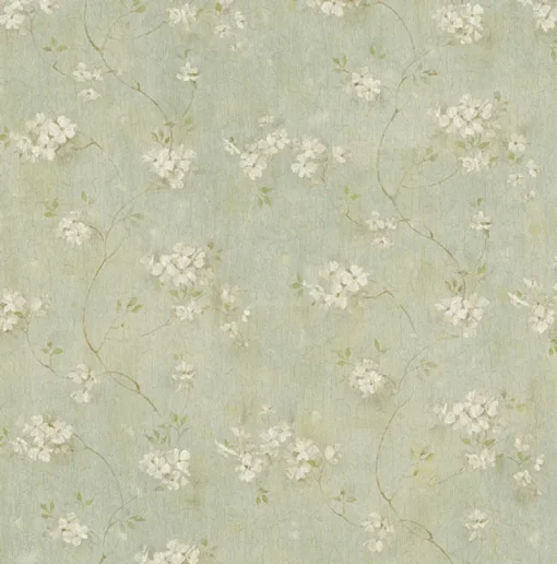 Fashion Brewster 3123-44107 Braham Aqua Floral Trail Wallpaper