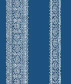 New Brewster/ASP Brynn Indigo Paisley Stripe Wallpaper