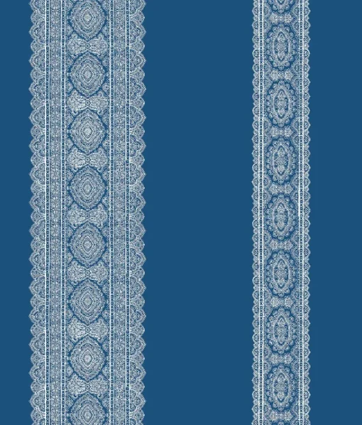 New Brewster/ASP Brynn Indigo Paisley Stripe Wallpaper
