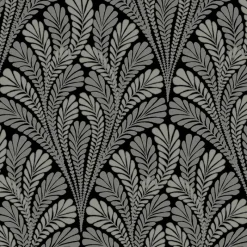 Clearance York BW3951 Black Glint Shell Damask Wallpaper
