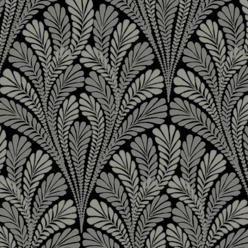 Clearance York BW3951 Black Glint Shell Damask Wallpaper