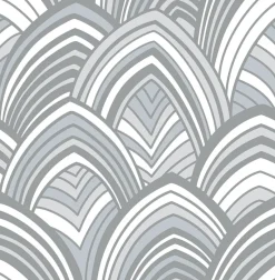 Best Brewster/ASP 2969-87353 CABARITA Grey Art Deco Leaves Wallpaper