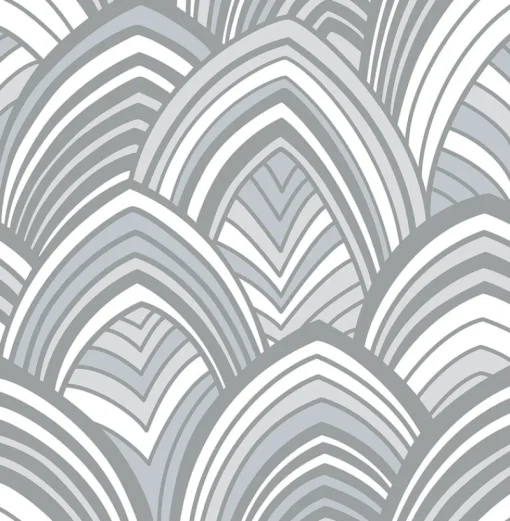 Best Brewster/ASP 2969-87353 CABARITA Grey Art Deco Leaves Wallpaper