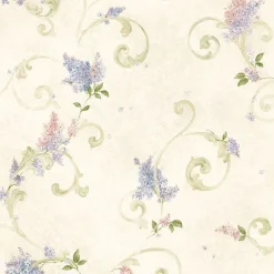 Best Brewster Celandine Cream Floral Scroll Wallpaper