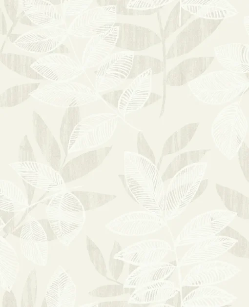 Discount Brewster/ASP Chimera Champagne Flocked Leaf Wallpaper