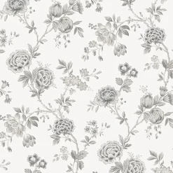 New Brewster 3123-02216 Chrysanthemum Grey Jacobean Wallpaper