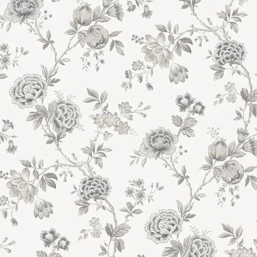 New Brewster 3123-02216 Chrysanthemum Grey Jacobean Wallpaper