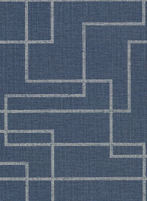 Fashion Brewster 2921-50512 Clarendon Indigo Geometric Faux Grasscloth Wallpaper