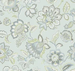Hot Brewster/ASP 2901-87515 Corona Light Blue Jacobean Wallpaper