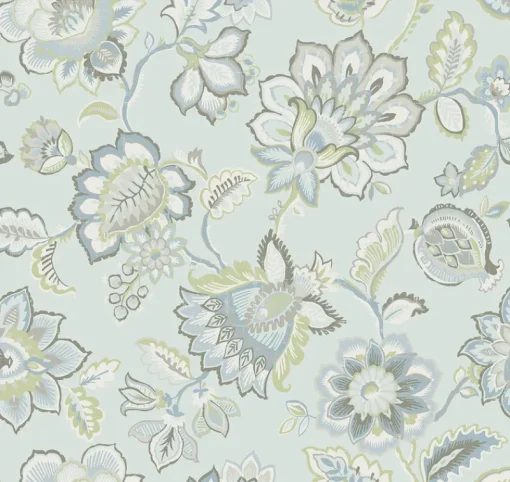 Hot Brewster/ASP 2901-87515 Corona Light Blue Jacobean Wallpaper