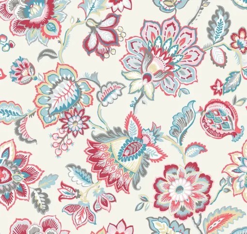 Outlet Brewster/ASP 2901-87512 Corona Red Jacobean Wallpaper