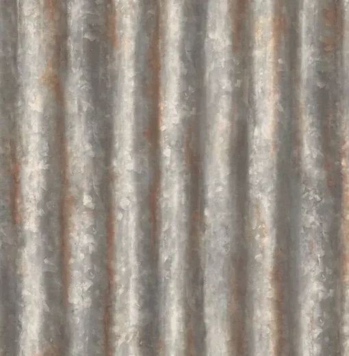 Clearance Brewster/ASP Corrugated Metal Charcoal Industrial Texture Wallpaper