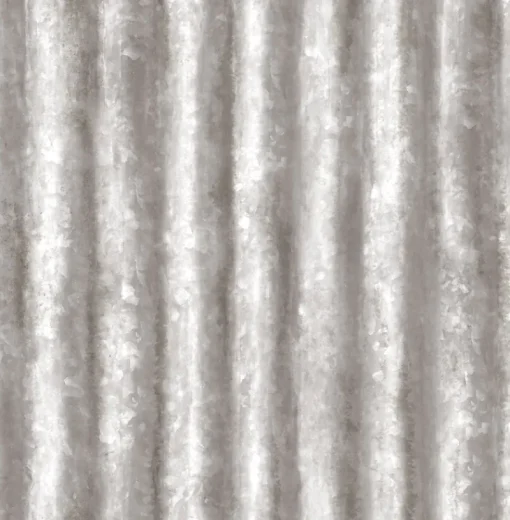 Clearance Brewster/ASP Corrugated Metal Silver Industrial Texture Wallpaper