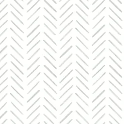 Clearance York CV4453 Gray Painted Herringbone Wallpaper