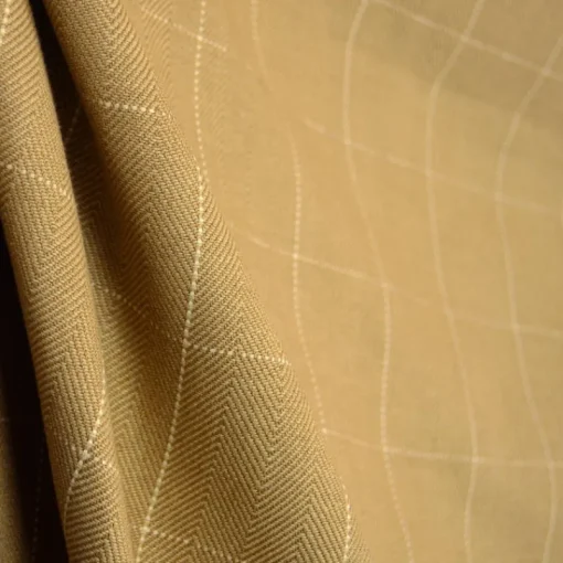 Fashion Heritage/Roth D2954 Copley Square Caramel Light Brown Beige Herringbone Weave Cream Check Fabric