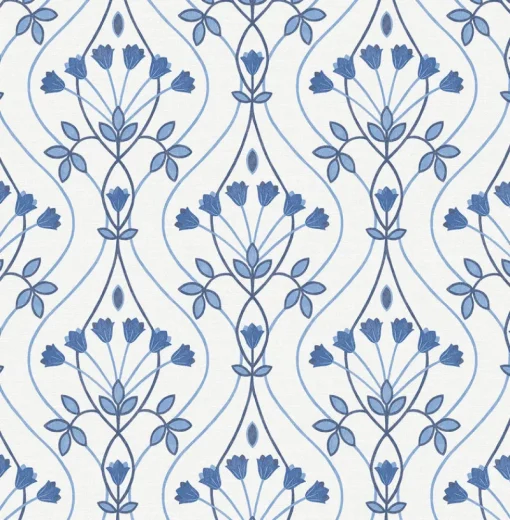 Outlet Brewster/ASP 2970-26148 Dard Blue Tulip Ogee Wallpaper