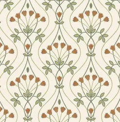 Fashion Brewster/ASP 2970-26146 Dard Green Tulip Ogee Wallpaper