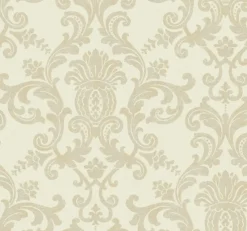 Fashion Stock/York DC1351 Beige Book Silk Damask Floral Wallpaper