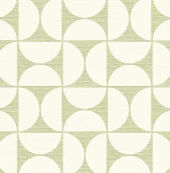 Best Brewster 2904-25670 Deedee Green Geometric Faux Grasscloth Wallpaper